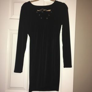 Short black dress with long sleeves